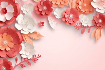 Fototapeta na wymiar Floral paper cut art illustration background, abstract style art illustration concept