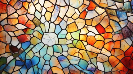 Luminous stained glass pattern, an artistic and vibrant background. - obrazy, fototapety, plakaty