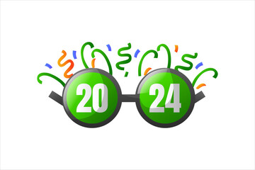 Glasses Happy New Year 2024 Sticker
