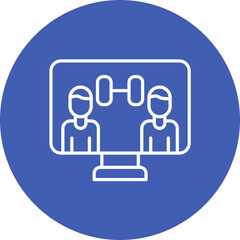 Online Group Exercise Line Icon