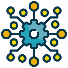 gear wheel ai intelligence artificial process filled outline