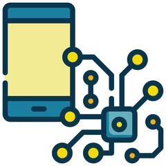 mobile chip process control ai artificial intelligence filled outline