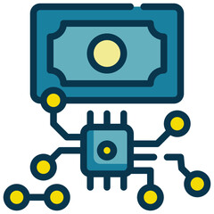 Fototapeta premium money control chipset process ai intelligence filled outline