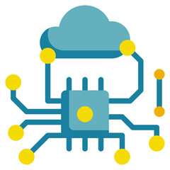 cloud storage data control ai intelligence chipset flat style
