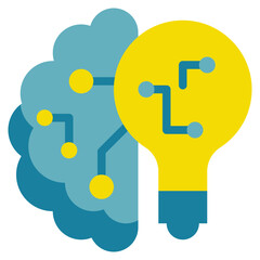 bulb idea brain ai artificial intelligence think flat style