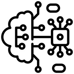 ai artificial intelligence brain process technology simple line