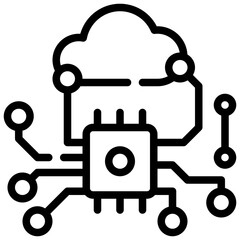 cloud storage data control ai intelligence chipset simple line