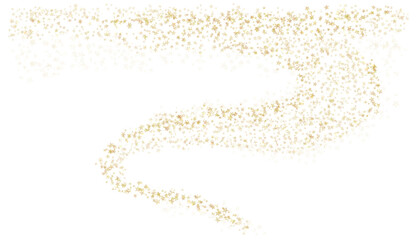 Gold  stars glitter shiny swirl on transparent background. Stars glittering dust.