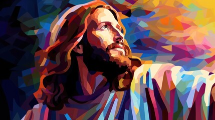 Portrait of Jesus In Pop Art Style