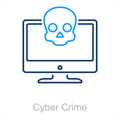 Cyber Crime and online crime icon concept