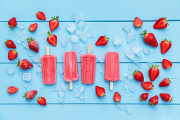 Studio shot of homemade strawberry flavored ice