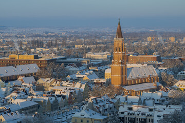 Church St. Jodok in Landshut, Bavaria in winter with snow