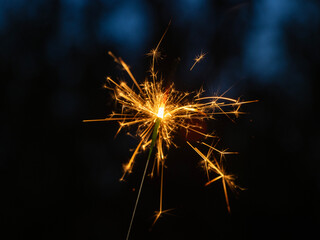Sparklers light up the night with their magical dance. These luminous wands trace ephemeral arcs, leaving trails of golden stardust in their wake.