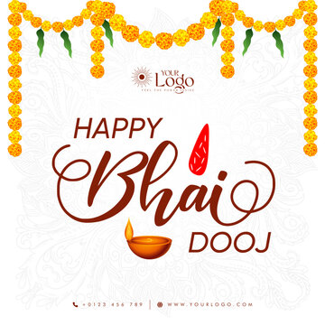 Vector Bhai Dooj Indian festival celebration greeting card with creative background.