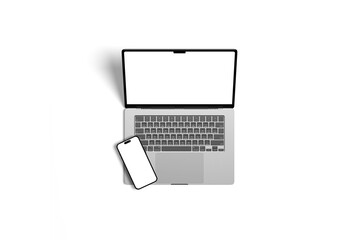 laptop isolated and phone mockup