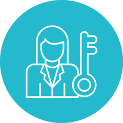 Key Person Female Line Icon