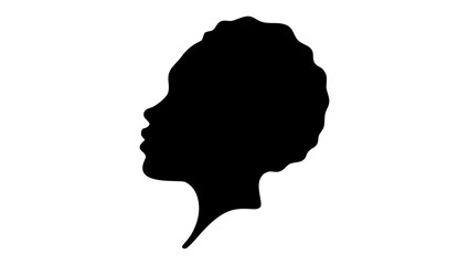 Young beautiful afro woman, black isolated silhouette - obrazy, fototapety, plakaty