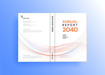 Brochure template layout, cover design annual report, magazine, flyer in A4 with blue wavy lines for business, education, advertisement. Vector illustration.