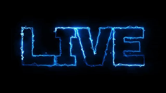 Neon blue glowing effect light live sign animated no background
