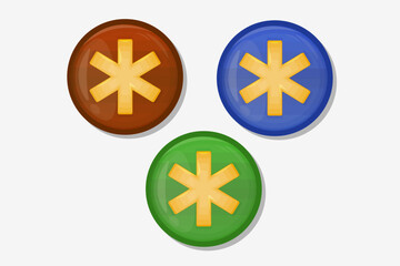 illustration of a set of Asterisk symbol buttons. 