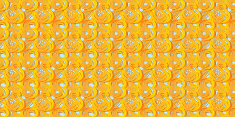 Vector abstract yellow orange seamless pattern. Curved crooked signs. Background or wallpaper.