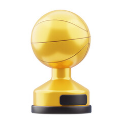 Champion's Euphoria: A Dynamic 3D Celebration of Basketball Trophy. 3d illustration, 3d element, 3d rendering. 3d visualization isolated on a transparent background
