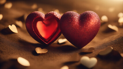 Fototapeta premium Love symbol, concept for Valentine's Day, wedding etc. Heart elements for love concept design. AI generated image