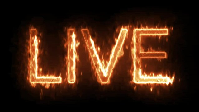 Live sign with fire burning effect animation no background