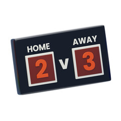 Statistical Showdown: Exploring 3D Renderings of Baseball Scoreboards. 3d illustration, 3d element, 3d rendering. 3d visualization isolated on a transparent background