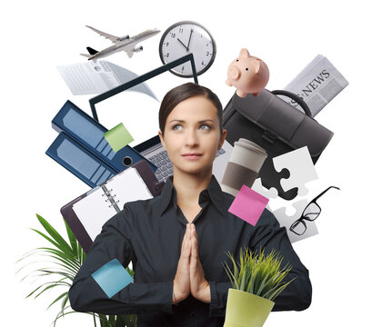 Successful businesswoman managing stress and planning her business