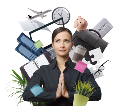 Successful businesswoman managing stress and planning her business