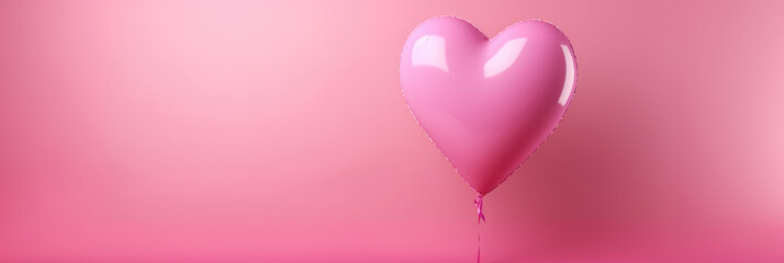 Heart shape air balloon on a pink background. Concept of love, Valentin's day, wedding celebration