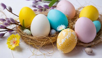 Fototapeta na wymiar Whimsical Wonderland: Easter Eggs Adorned with Playful Patterns