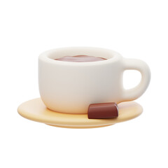 Chocolate Bliss Cascade: Rich 3D Hot Chocolate Drink. 3d illustration, 3d element, 3d rendering. 3d visualization isolated on a transparent background