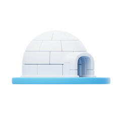 Frosty Dwelling: 3D Igloo Illustration. 3d illustration, 3d element, 3d rendering. 3d visualization isolated on a transparent background