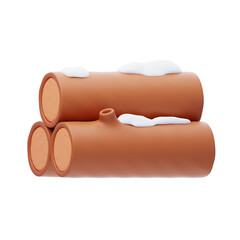 Forest Essence: A 3D Illustration of Wooden Trunk. 3d illustration, 3d element, 3d rendering. 3d visualization isolated on a transparent background