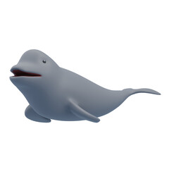 Oceanic Euphony: Enchanting Moments with Beluga Whales in 3D Illustration. 3d illustration, 3d element, 3d rendering. 3d visualization isolated on a transparent background