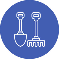 Rake And Hoe Line Icon