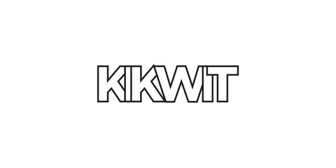 Kikwit in the Congo emblem. The design features a geometric style, vector illustration with bold typography in a modern font. The graphic slogan lettering.