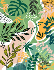 Design banner frame flower Spring background with beautiful. flower background for design. Colorful background with tropical plants