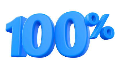100 percentage discount number blue 3d render
