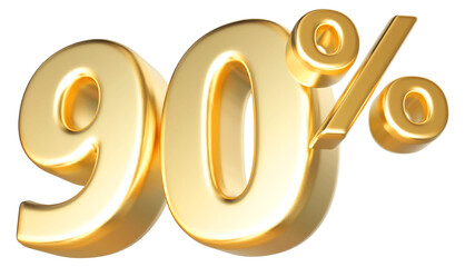 90 percentage discount number gold 3d render