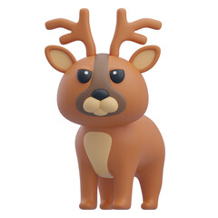 Frozen Royalty: Reindeer's Regal Stature Brought to Life in 3D Illustration. 3d illustration, 3d element, 3d rendering. 3d visualization isolated on a transparent background