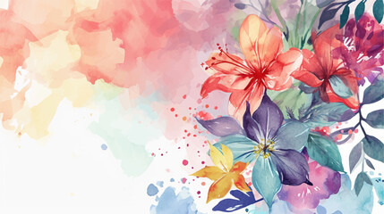 Watercolor floral background. Hand painted watercolor flowers. Hand drawn vector art. - obrazy, fototapety, plakaty