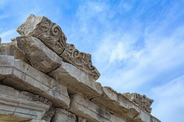 Obraz premium Fronton of the temple of Artemis Leucophryene in Magnesia on the Maeander. Aydin, Turkey