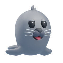 Seal Waltz: Harp Seals in 3D Illustration. 3d illustration, 3d element, 3d rendering. 3d visualization isolated on a transparent background