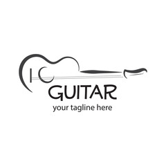 guitar logo template that is unique and simple - obrazy, fototapety, plakaty