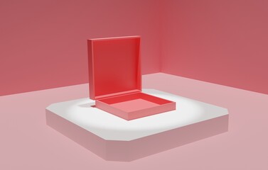 3D render Empty Red Jewelry Box illustration