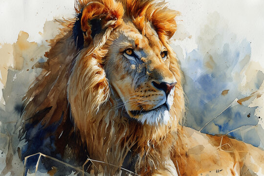 painting of a lion