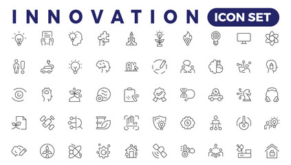 Innovation line icons collection. Technology, creative, brainstorm, education icons. UI icon set. Thin outline icons pack